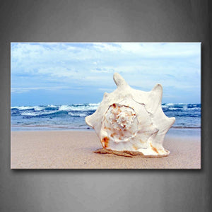 Big Shell On The Beach With Small Waves Wall Art Painting Pictures Print On Canvas Seascape The Picture For Home Modern Decoration 