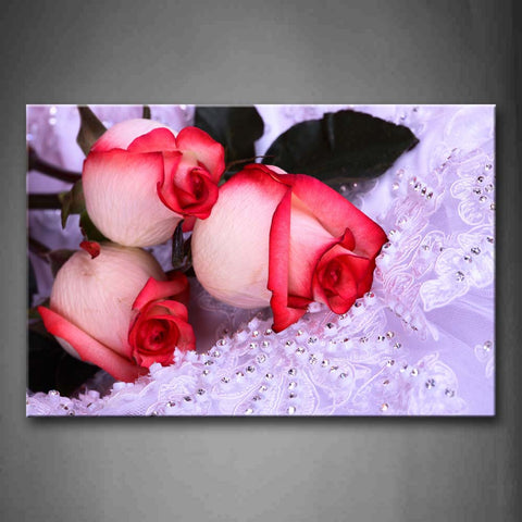 Pink A Bunch Of Roses On White Cloth  Wall Art Painting The Picture Print On Canvas Flower Pictures For Home Decor Decoration Gift 