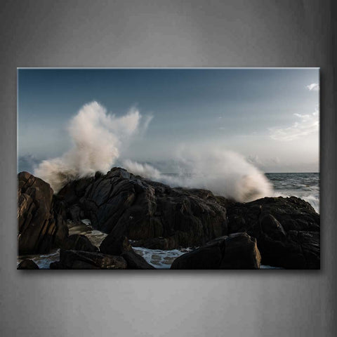 Huge Wave Beat Rock At Beach Wall Art Painting Pictures Print On Canvas Landscape The Picture For Home Modern Decoration 