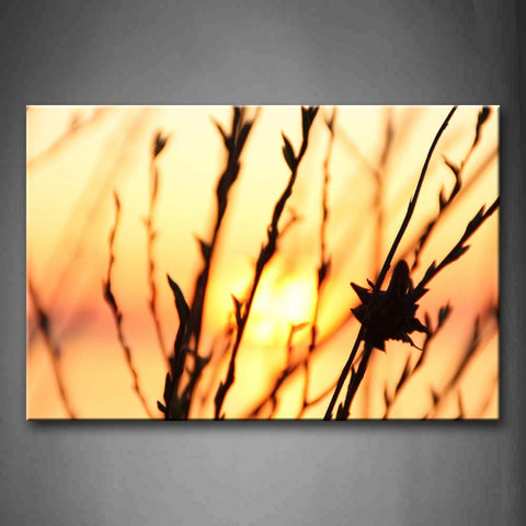 Plant In Front Of Setting Sun  Wall Art Painting Pictures Print On Canvas Botanical The Picture For Home Modern Decoration 