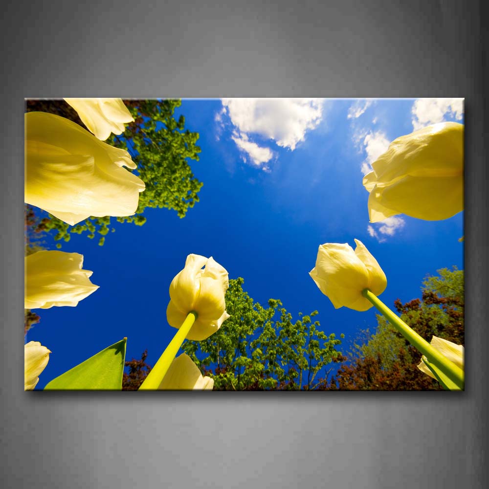 Yellow Flower And Blue Sky Wall Art Painting The Picture Print On Canvas Flower Pictures For Home Decor Decoration Gift 