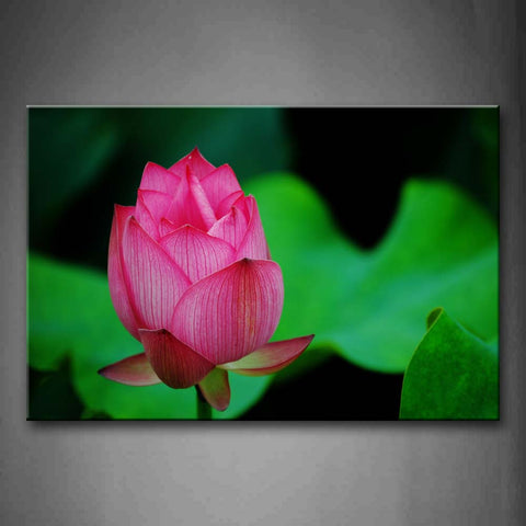 Pink Lotus Bud With Green Leafs Portrait Wall Art Painting Pictures Print On Canvas Flower The Picture For Home Modern Decoration 