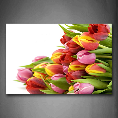 Pink A Bunch Of Flowers On White Land Wall Art Painting The Picture Print On Canvas Flower Pictures For Home Decor Decoration Gift 