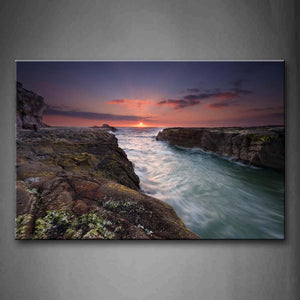 River Run To Sea Between Rocks Wall Art Painting Pictures Print On Canvas Landscape The Picture For Home Modern Decoration 