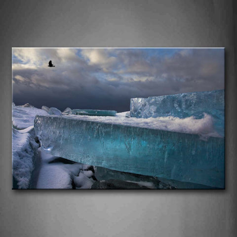 A Bird Fly Over Ice Land Thick Cloud Wall Art Painting The Picture Print On Canvas Seascape Pictures For Home Decor Decoration Gift 