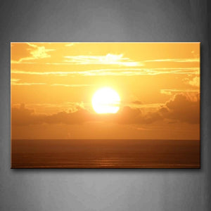 Yellow Orange Setting Sun Over Sea Wall Art Painting Pictures Print On Canvas Seascape The Picture For Home Modern Decoration 