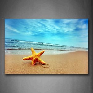 Yellow Starfish On Beach Wall Art Painting The Picture Print On Canvas Seascape Pictures For Home Decor Decoration Gift 