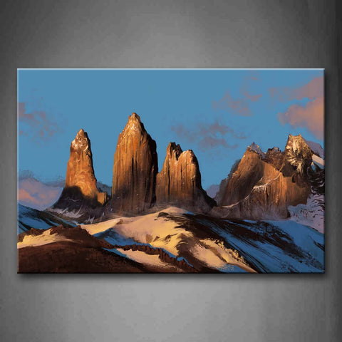 Many Cliffs On Snow Mountain Wall Art Painting Pictures Print On Canvas Landscape The Picture For Home Modern Decoration 