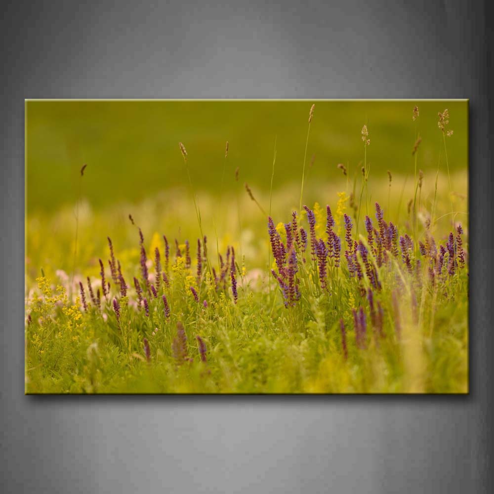 Purple Flowers Over Grass Wall Art Painting The Picture Print On Canvas Botanical Pictures For Home Decor Decoration Gift 