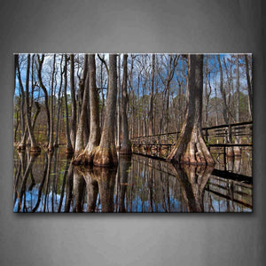 Many Straight Trees On Swamp  Wall Art Painting Pictures Print On Canvas Landscape The Picture For Home Modern Decoration 