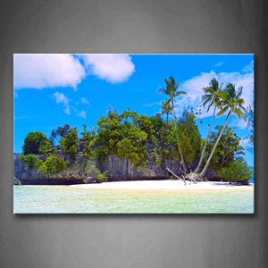 Plant Grow On Big Rock Coconut Tree On Beach Wall Art Painting Pictures Print On Canvas Seascape The Picture For Home Modern Decoration 