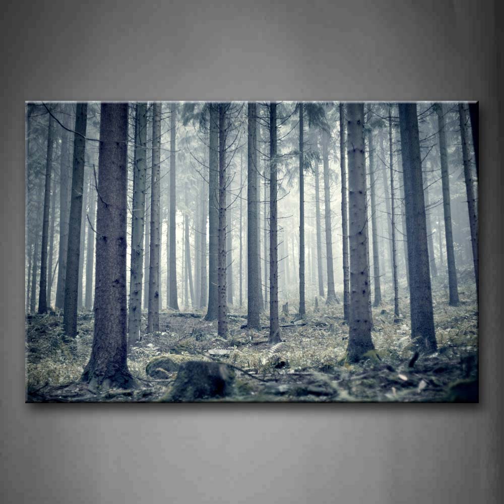 Forest Straight Trees Grass On Land Wall Art Painting The Picture Print On Canvas Landscape Pictures For Home Decor Decoration Gift 