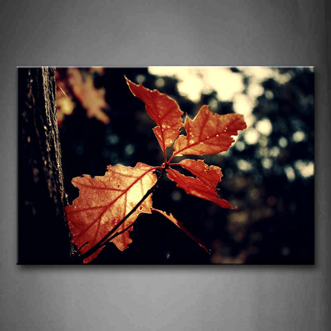 Orange Leafs Grow On Trunk Portrait Wall Art Painting The Picture Print On Canvas Flower Pictures For Home Decor Decoration Gift 