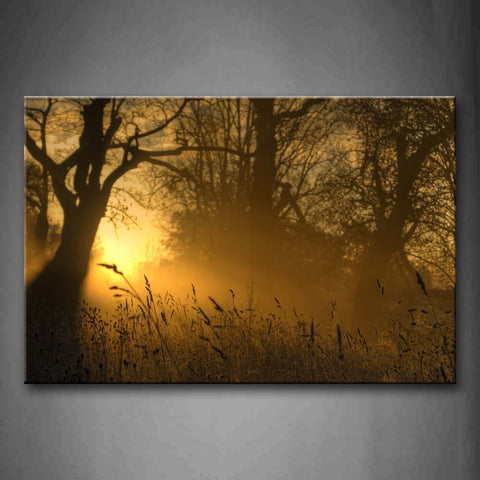 Sunbeam Behind Grass And Trees Wall Art Painting The Picture Print On Canvas Landscape Pictures For Home Decor Decoration Gift 