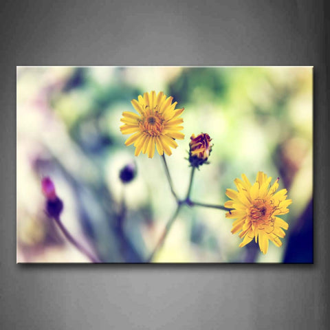 Yellow Flower With Pink Bud On Branch Wall Art Painting The Picture Print On Canvas Flower Pictures For Home Decor Decoration Gift 