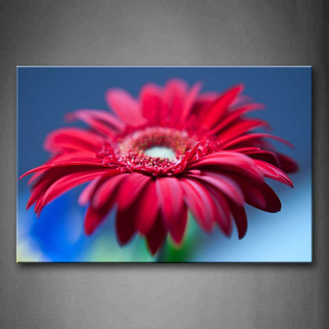 Red Flower Have Many Petals Blue Background Wall Art Painting Pictures Print On Canvas Flower The Picture For Home Modern Decoration 
