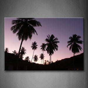 Palms Grow Behind House Sunset Wall Art Painting The Picture Print On Canvas Landscape Pictures For Home Decor Decoration Gift 