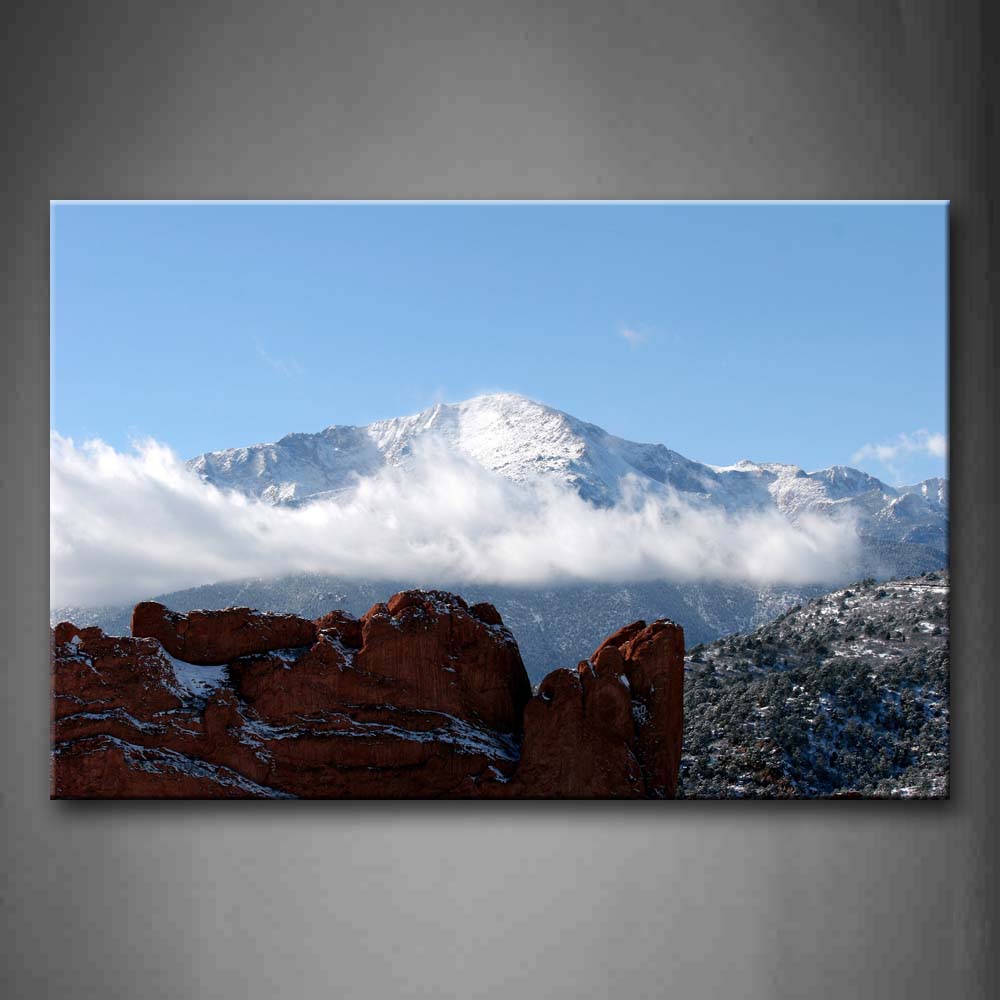 Clouds Around Snow Mountain  Wall Art Painting The Picture Print On Canvas Landscape Pictures For Home Decor Decoration Gift 