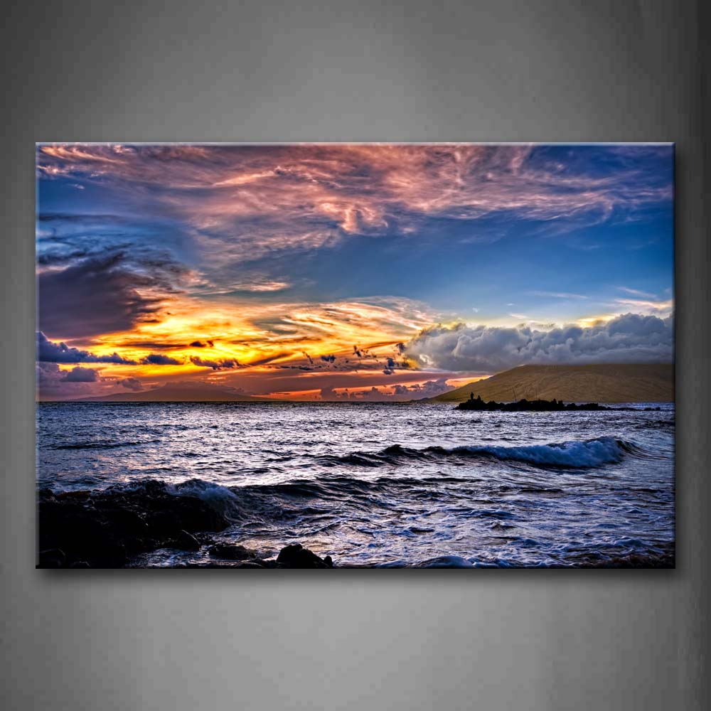 Sunset Glow Over Sea Wave Wall Art Painting The Picture Print On Canvas Seascape Pictures For Home Decor Decoration Gift 