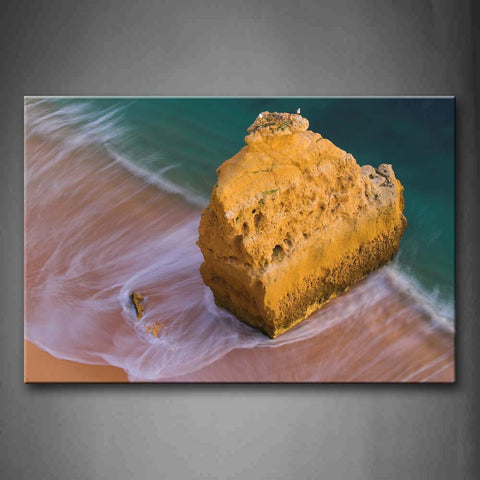 A Huge Yellow Rock On Beach Wall Art Painting The Picture Print On Canvas Landscape Pictures For Home Decor Decoration Gift 