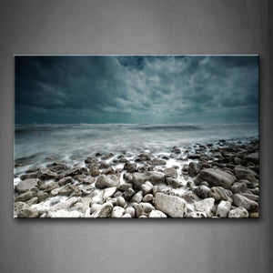 Many Stones On Beach Dreamlike Sea Wall Art Painting The Picture Print On Canvas Seascape Pictures For Home Decor Decoration Gift 