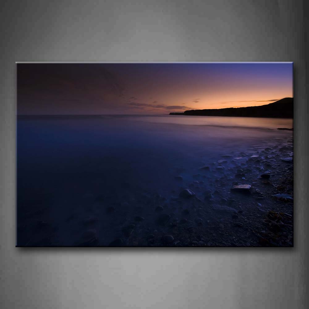 Stones On Coastline Blue Water Sunset Wall Art Painting Pictures Print On Canvas Seascape The Picture For Home Modern Decoration 