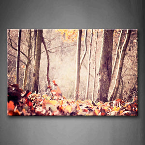 Fallen Leafs On Forest Land Wall Art Painting The Picture Print On Canvas Landscape Pictures For Home Decor Decoration Gift 