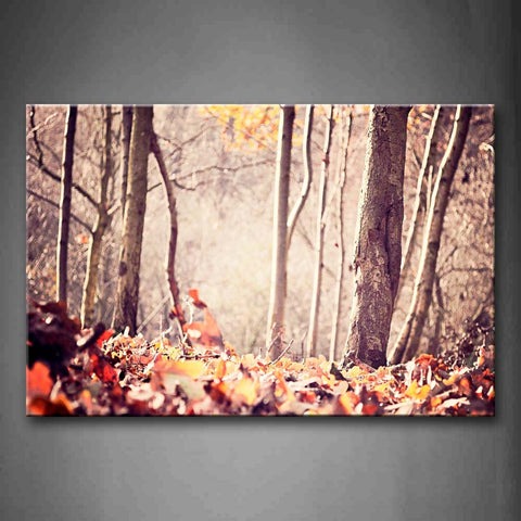 Fallen Leafs On Forest Land Wall Art Painting The Picture Print On Canvas Landscape Pictures For Home Decor Decoration Gift 