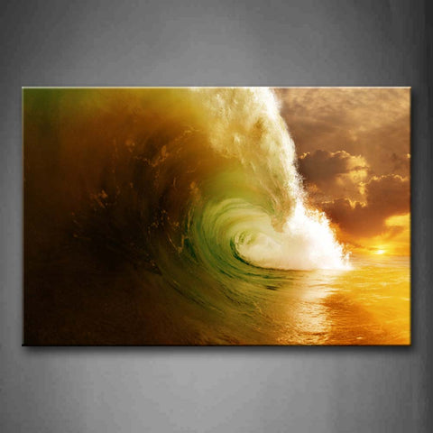 Huge Wave On Sea At Sunset Wall Art Painting Pictures Print On Canvas Botanical The Picture For Home Modern Decoration 