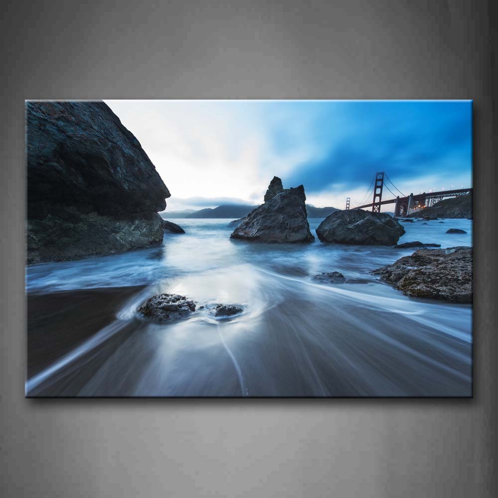 Dreamlike Beach Rock Forane Bridge Wall Art Painting The Picture Print On Canvas Seascape Pictures For Home Decor Decoration Gift 