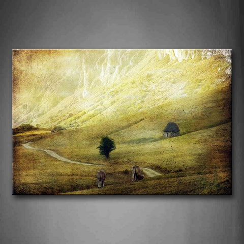 Path On Grassland Under Mountain Romantic Wall Art Painting The Picture Print On Canvas Botanical Pictures For Home Decor Decoration Gift 