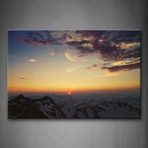 Setting Sun On Horizon Mountain Tops Portrait Wall Art Painting Pictures Print On Canvas Landscape The Picture For Home Modern Decoration 