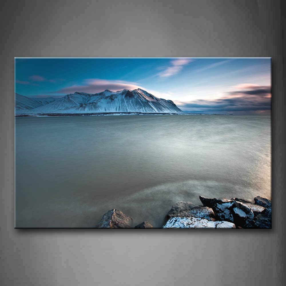 Mountain And Stones Near Lake At Sunset Wall Art Painting The Picture Print On Canvas Landscape Pictures For Home Decor Decoration Gift 