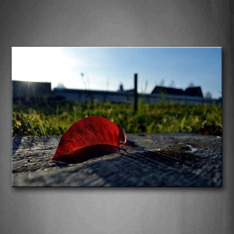 Red Fallen Leafs On Road Near Grassland Wall Art Painting Pictures Print On Canvas Botanical The Picture For Home Modern Decoration 