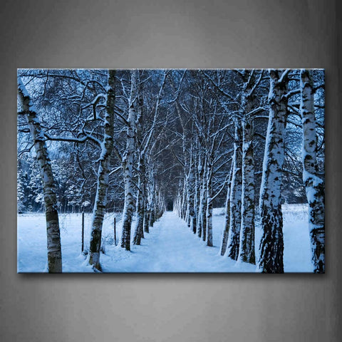 Path Between Trees Land Is Cover Snow Wall Art Painting Pictures Print On Canvas Landscape The Picture For Home Modern Decoration 