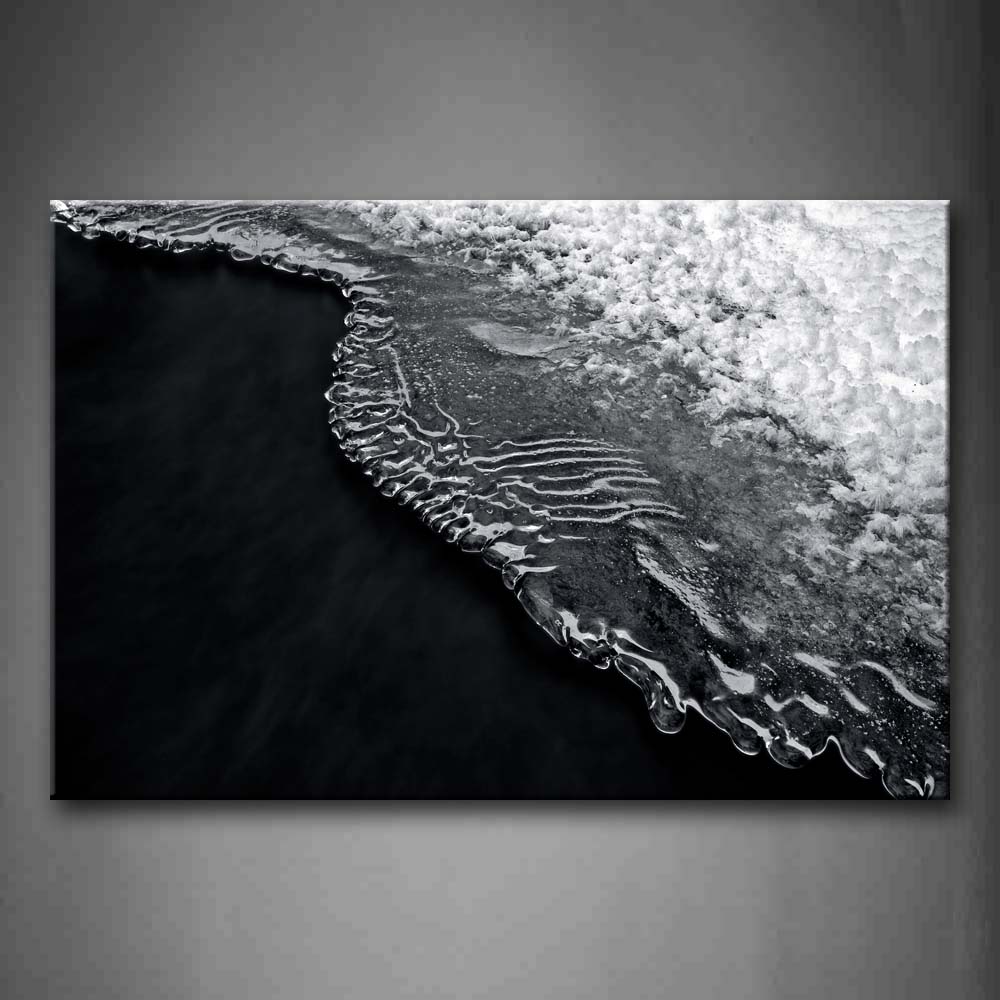 Black And White Water On The Beach Became Ice Wall Art Painting Pictures Print On Canvas Art The Picture For Home Modern Decoration 