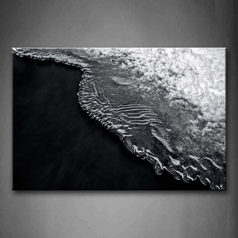 Black And White Water On The Beach Became Ice Wall Art Painting Pictures Print On Canvas Art The Picture For Home Modern Decoration 