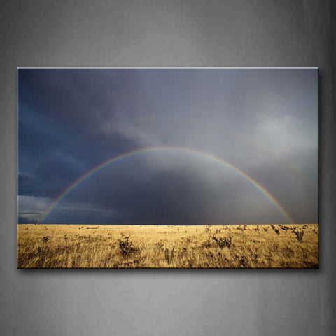 Two Rainbows In The Sky Over Yellow Land Wall Art Painting Pictures Print On Canvas Landscape The Picture For Home Modern Decoration 