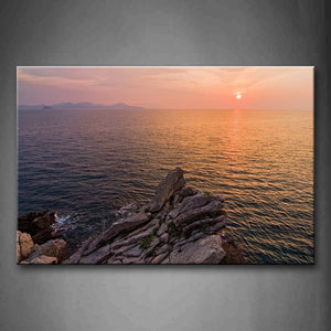 Ocean Sunset Rock Wall Art Painting The Picture Print On Canvas Seascape Pictures For Home Decor Decoration Gift 