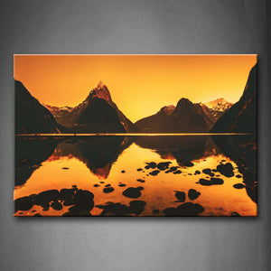 A Charming Mountain Reflection On The Lake Wall Art Painting The Picture Print On Canvas Landscape Pictures For Home Decor Decoration Gift 