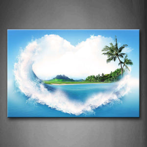 Leisure Island In Heart Make Of Wave Wall Art Painting Pictures Print On Canvas Landscape The Picture For Home Modern Decoration 