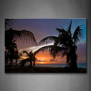 Sunset Of The Beach Palms On Beach Wall Art Painting The Picture Print On Canvas Seascape Pictures For Home Decor Decoration Gift 