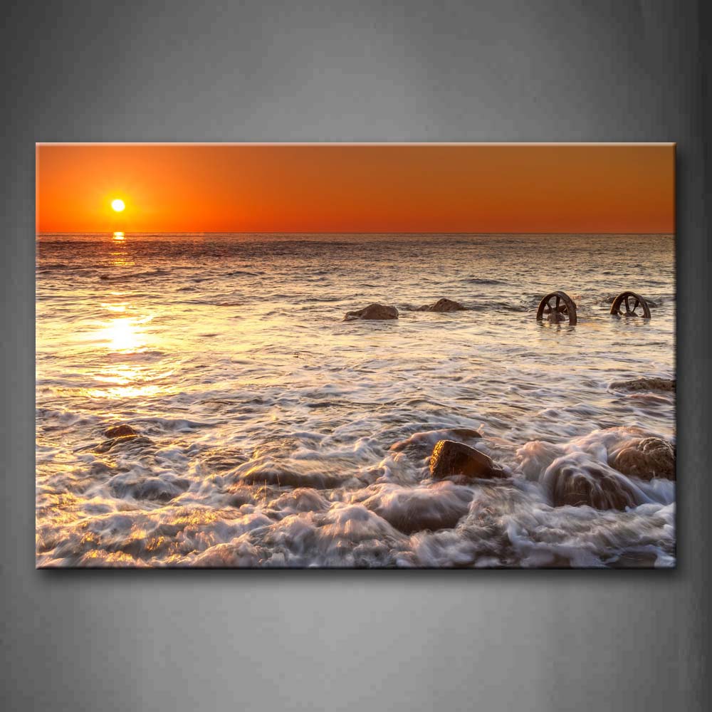 Ocean Waves And Sunset Wall Art Painting Pictures Print On Canvas Seascape The Picture For Home Modern Decoration 