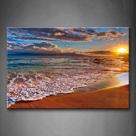 Waves On The Beach And Sunrise Wall Art Painting Pictures Print On Canvas Seascape The Picture For Home Modern Decoration 