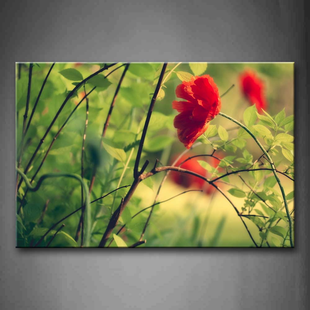 Red Flowers With Green Branch Wall Art Painting Pictures Print On Canvas Flower The Picture For Home Modern Decoration 