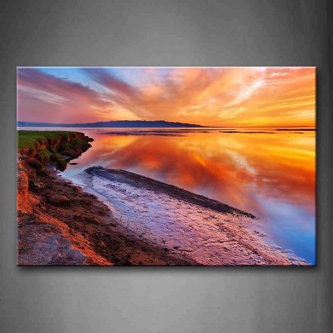 Coastline And Sunset Glow Wall Art Painting The Picture Print On Canvas Landscape Pictures For Home Decor Decoration Gift 