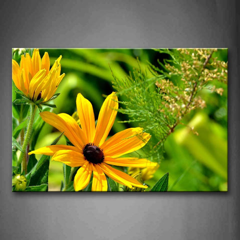 Yellow Flowers In Green Leafs Wall Art Painting The Picture Print On Canvas Flower Pictures For Home Decor Decoration Gift 