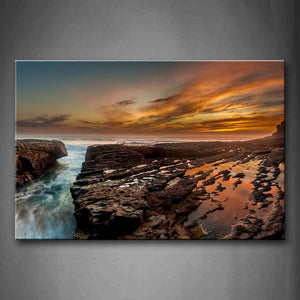 Ocean And Rocks Beach Sunset Wall Art Painting The Picture Print On Canvas Seascape Pictures For Home Decor Decoration Gift 