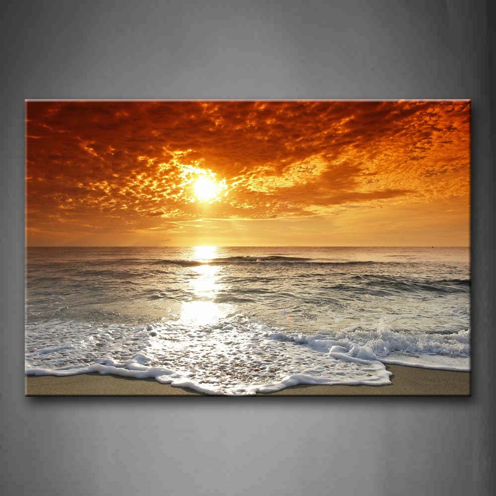 Sunrise On The Beach Wall Art Painting Pictures Print On Canvas Seascape The Picture For Home Modern Decoration 