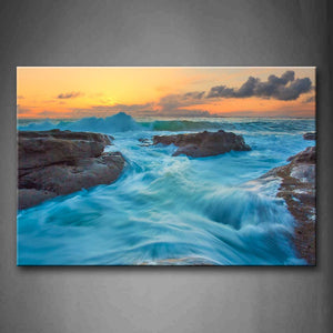 Frequent Waves And Rocks Blue Water Wall Art Painting The Picture Print On Canvas Seascape Pictures For Home Decor Decoration Gift 